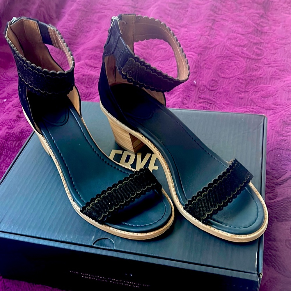 Black Suede Frye Sandals